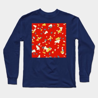 Abstract Terrazzo Tropical Red Blue Yellow Aesthetic Long Sleeve T-Shirt